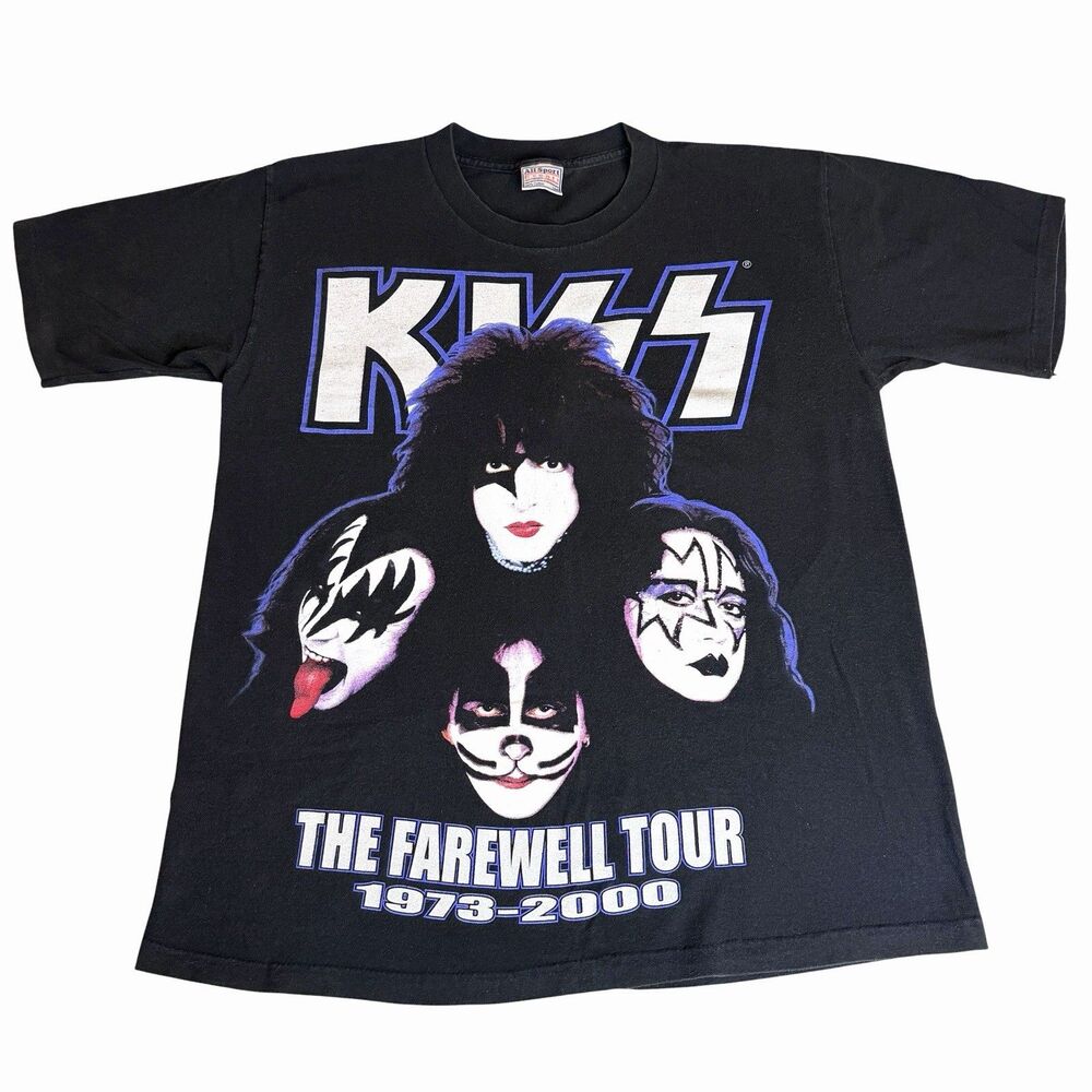 Vtg Kiss T-shirt 1973-2000 Farewell Tour Legends Never Die Men's L All Sport USA